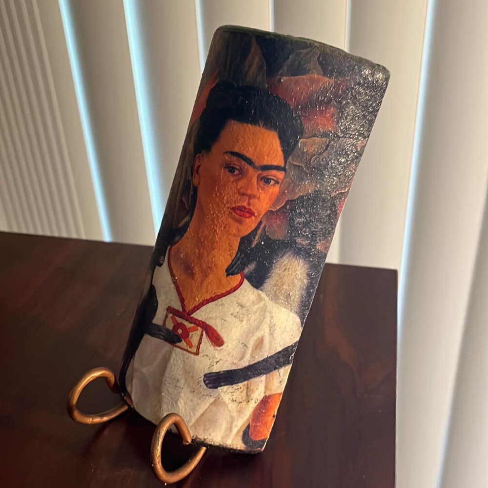Frida Kahlo picture in clay. Size 4” x 7”